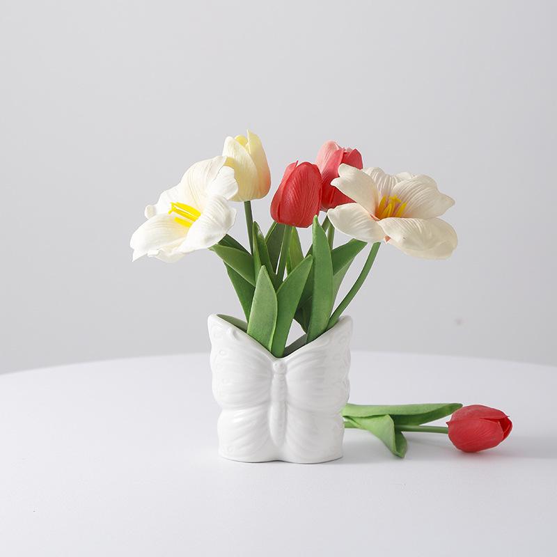 European Creative Bow Vase Living Room Dining Room Holiday Desktop Decoration Ornament Butterfly Surface Carving Design Vases