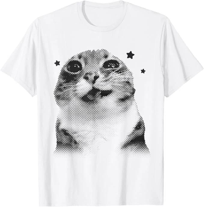 Funny Y2k Retro Cat Meme Silly Cats Vintage Retro Cats Lover T-Shirt 2XL