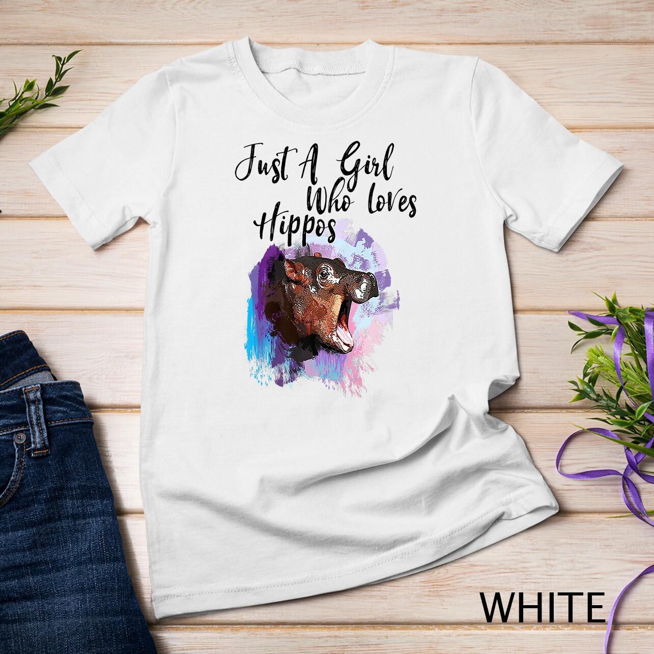 Baby Hippo Watercolor Tee - Girl Who Loves Hippos Unisex T-Shirt Mens Womens Tees Top L
