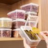2Pcs/Transparent Rectangular Storage Box Kitchen Spice Box with Compartments and Lid Large Capacity Storage Box