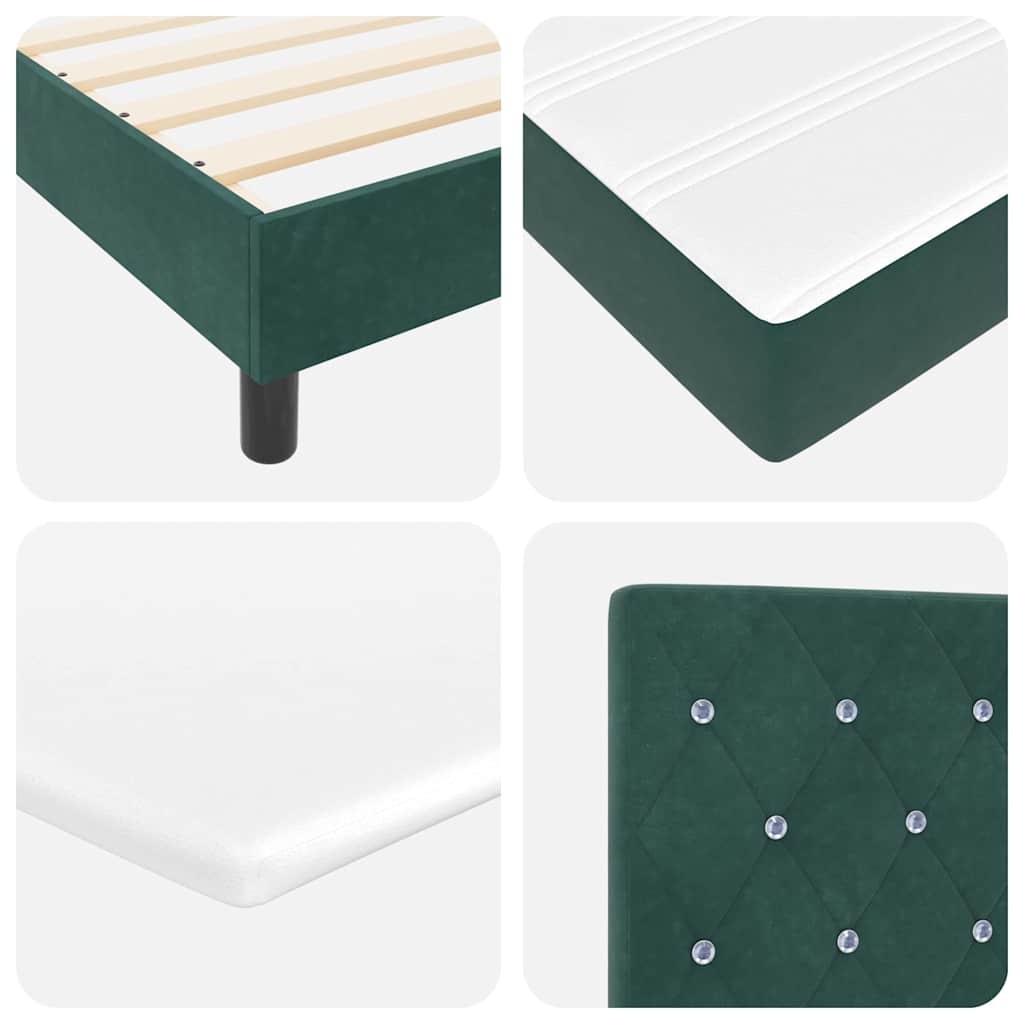 Box Spring Bed with Mattress Dark Green 120 x 190 cm Velvet