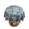 Vintage Polyester Cotton Color Woven Jacquard Oil Painting Blue Daisy Cross Fringed Tablecloth Round Coffee Table Tablecloth Dining Table Cloth