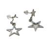 Fashion Simple Silver Color Stainless Steel Hollowed-out Five-pointed Star Pendant Star Stud Earrings for Women Piercing Jewelry
