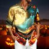 Men's Casual Long Sleeve Shirt with Halloween Print for Spring Fall