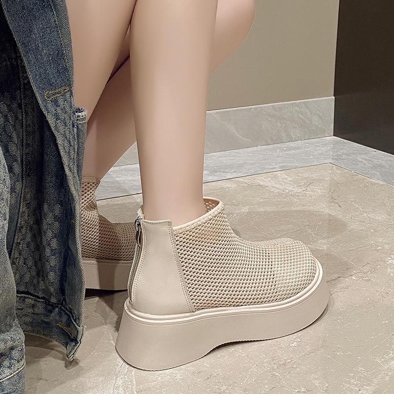 Fashion New Summer Women's Mesh Hollow Out High Top Thin Boots Thick Sole Non Slip Breathable Slip-On  Womens Shoes  Sandal