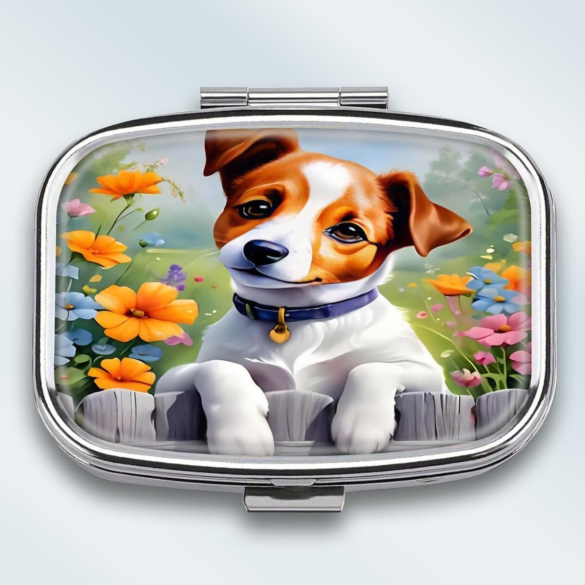 

Portable Pill Box with 2 Compartments, Mini Metal Medicine Organizer Case, Cute Printed Pill Container for Vitamins, Pills, Jewelry, Travel, Daily Use різнокольоровий
