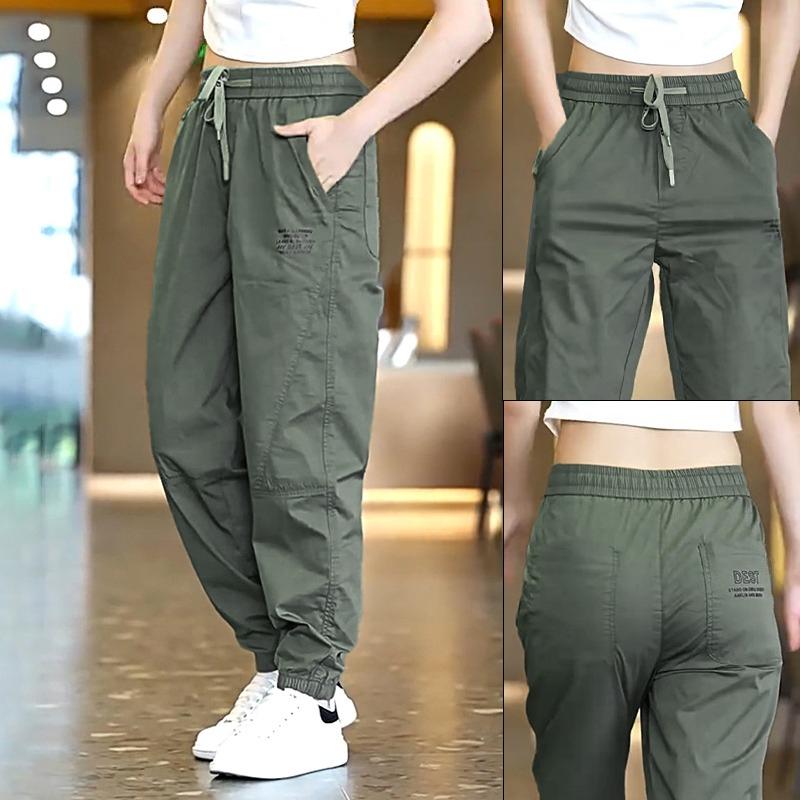 

Весняно-літні тонкі жіночі спортивні штани Дихаючі Модні Повсякденні штани Льодяний шовк Швидкосохнучі Еластична талія Вільні Джогери XXXXXL зелений