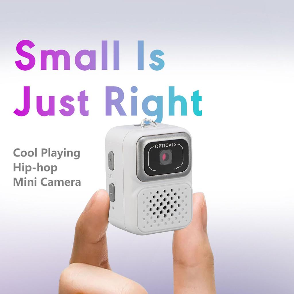 Acogedor Mini Keychain Camera, 1080p 2MP Mini Retro Digital Camera, Small Video Recorder, for Travel Study Recording with 64GB SD Card (White)