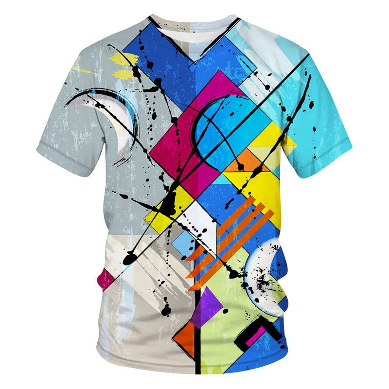 T-shirt Estiva da Uomo Girocollo Stampata in 3D Moda Versatile Traspirante Tendenza Casual