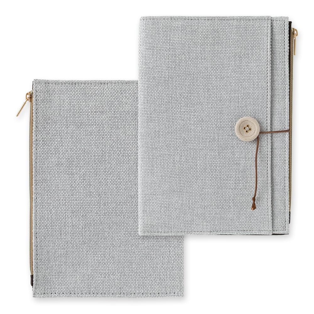 Midori Laid-Back Notebook Cover, Fabric, B6, Gray, 15369006