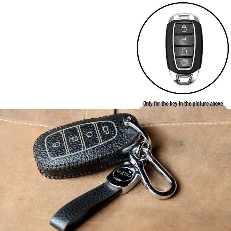Genuine Leather Key Case for Hyundai Models: Elantra, Santa Fe, Ix35, Verna, Mistra, Lafesta, and Sonata
