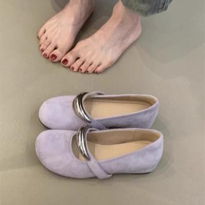 Round Toe Inside Heightened Soft Sole Non-Slip Mary Jane Women's Shoes Spring Summer Metal Buckle Ballet Shoes Shoes