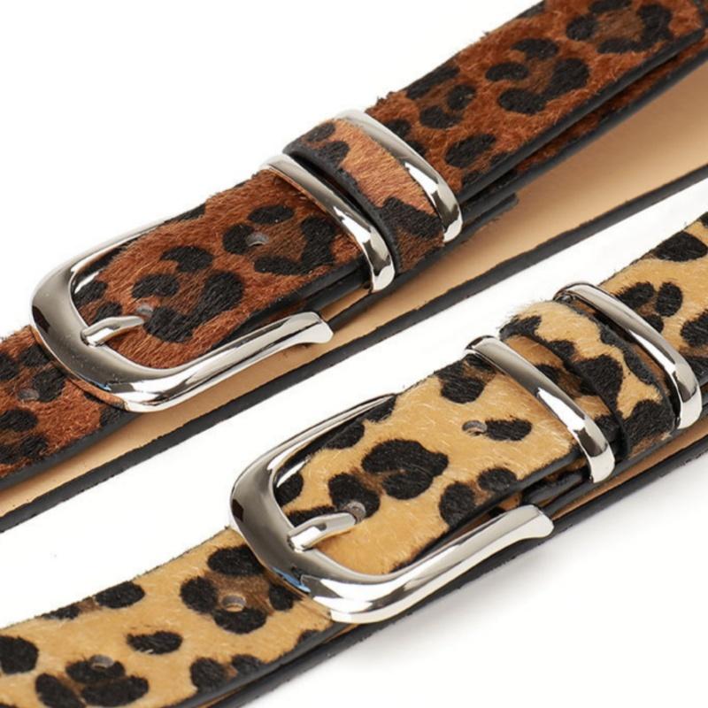 Women's belt leopard print leather belt, fashionable European and American all-match jeans coat belt