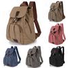 Backpack Canvas Retro Solid Color Laptop Compartment Schoolbag Outdoor Gift