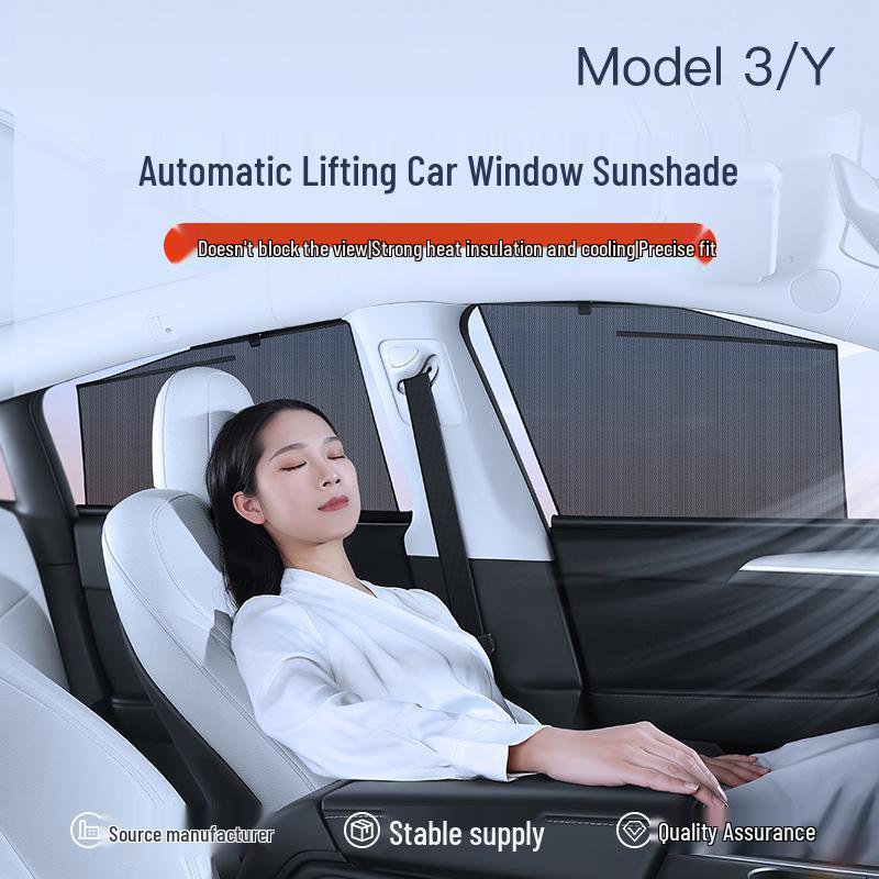 Liftable Sunshade Umbrella for Tesla Model Y/3 Refresh Side Windows - Interior Accessory