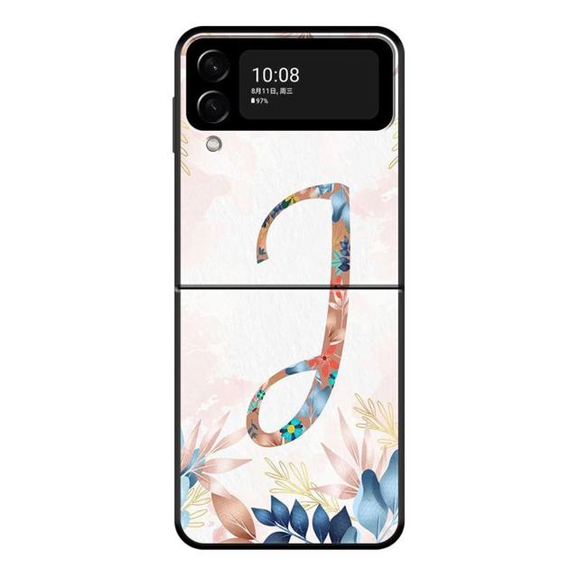 Floral Pattern Leaf Letter Art Phone Case For Samsung Galaxy Z Flip 4 Z Flip3 5g Shell For Galaxy Z Flip Hard Cover Couqe