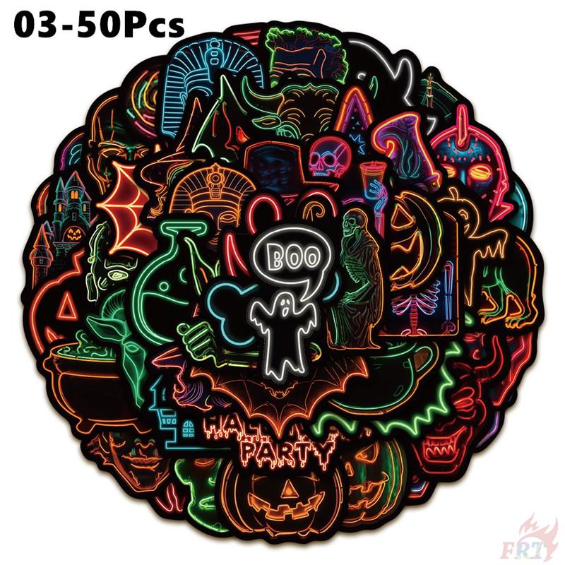 50Pcs/Set Neon Color. KUSO Funny Halloween Scary Horror Stickers DIY Fashion Waterproof Doodle Decals Stickers
