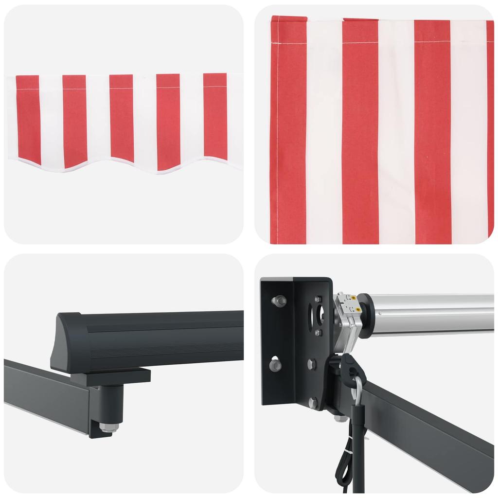 Electric Retractable Awning Red and White 3 X 2.5 M