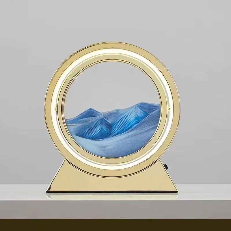 Sandscape Kinetic Sand Art Picture Quicksand Table Lamp Dynamic Liquid Hourglass Moving Sand Painting Flowing Sand Home Decor