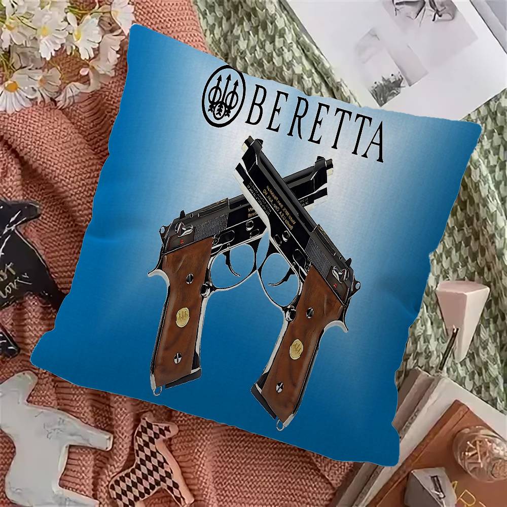 

Логотип пистолета B-Beretta Персонализированная наволочка-пыльник для подушки Спальня Детская вечеринка Украшение Наволочка День рождения Детский подарок 12x12Inch