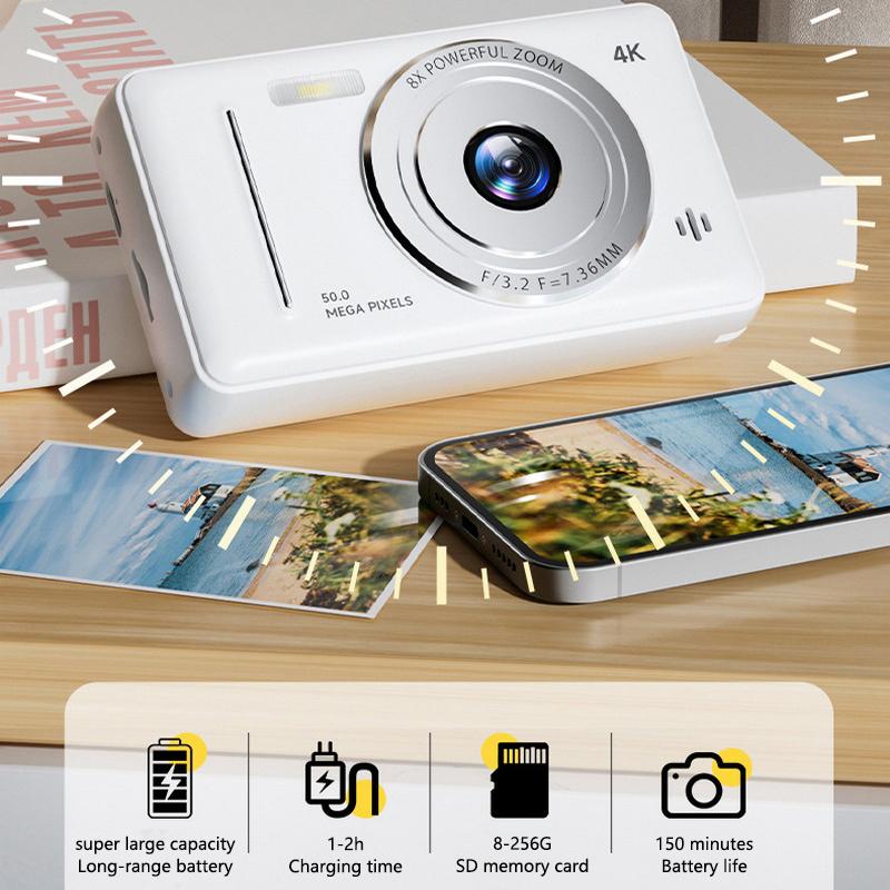 1 Set Dual Camera Flash 50 Million Pixels Auto Focus Intelligent Anti-Shake Entry-Level Camera 4K Retro Ccd Digital Camera