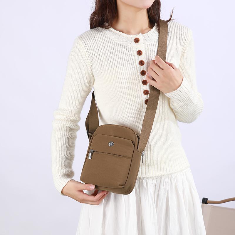 Lightweight Nylon Crossbody Bag with Front Flap Snap Closure Casual Mini Shoulder Purse for Daily Travel