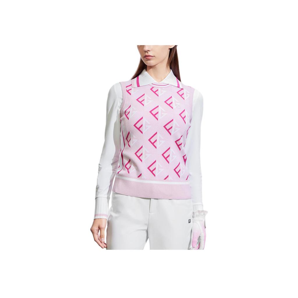 FILA Golf Series All Over Print Casual High Sensitivity Sleeveless Knit Top Women tops Light-Mist-Pink A11W415408F-PK