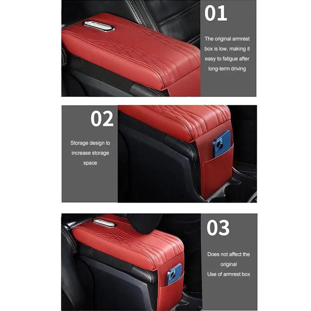 Storage Bag Armrest Heightening Cushion with Tissue Box Auto Armrest Cover Car Armrest Box Trucks