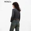 MO&Co. Women's Slim Fit Diagonal Knit Long Sleeve Top