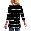 Women's Casual Striped Print V-Neck Three-Quarter Sleeve Blouse