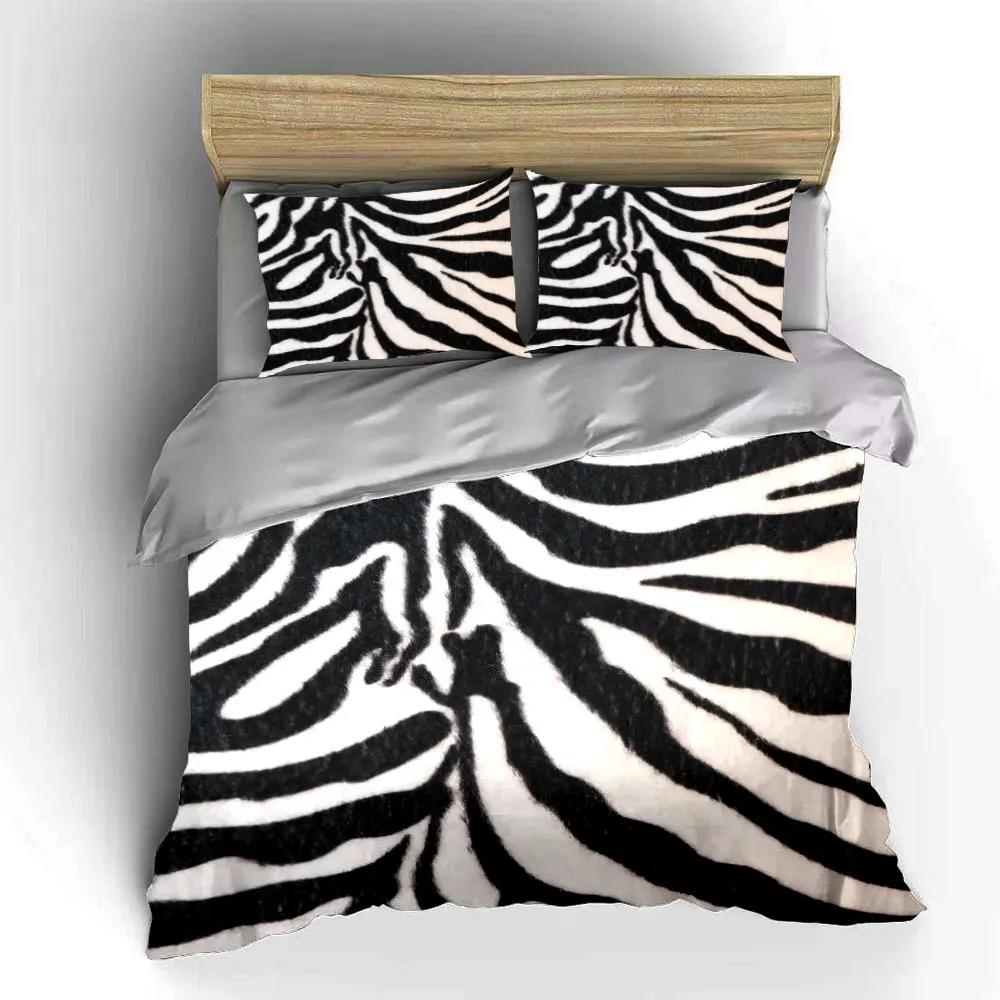 Zebra-Print Drei-Teile-Deko-Set Mehrere Größen Kinder- und Schlafzimmer für Erwachsene Exquisites 3-teiliges Bettwäsche-Set Geschenk