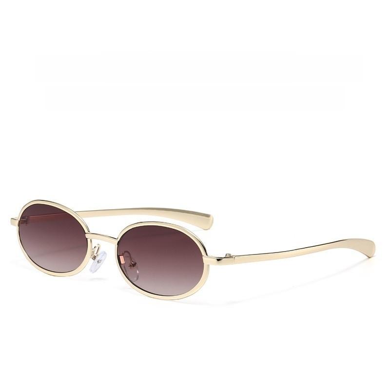 Vintage Metal Oval Sunglasses With Uv400 Protection For Fashionable Men And Women