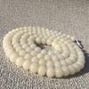 White Jade Bodhi Root 108 Beads Barrel & Apple Shaped Buddhist Bracelet