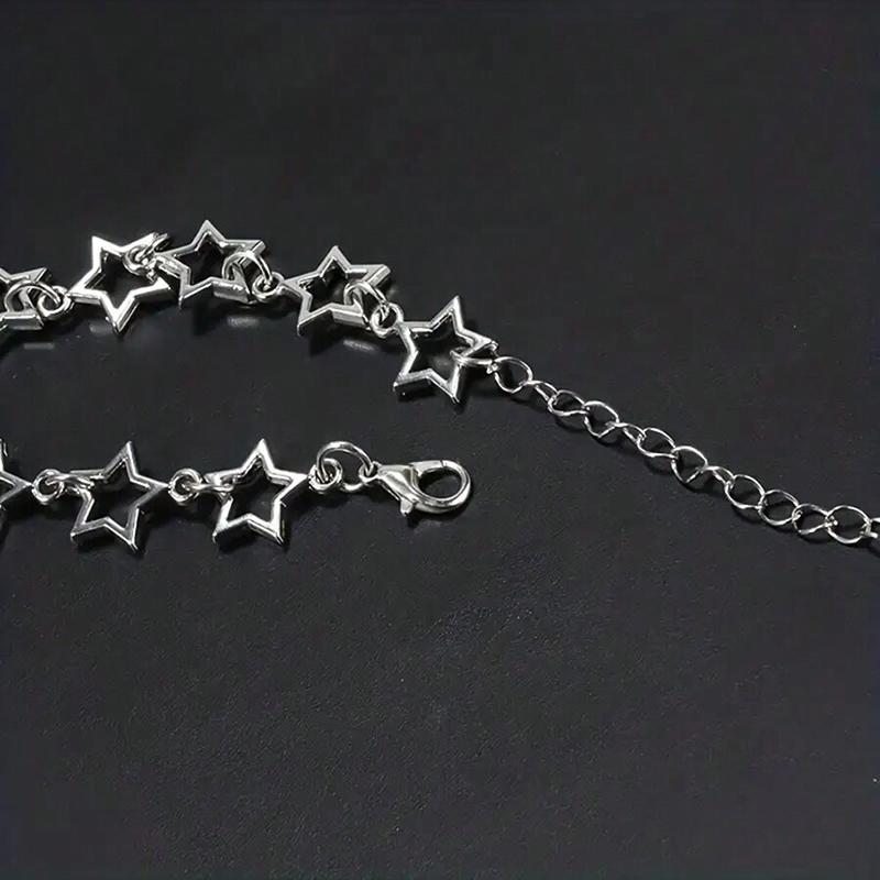 Five Pointed Stars Charm Bracelet Vintage Silver Color Pentagram Chain Bracelets For Women