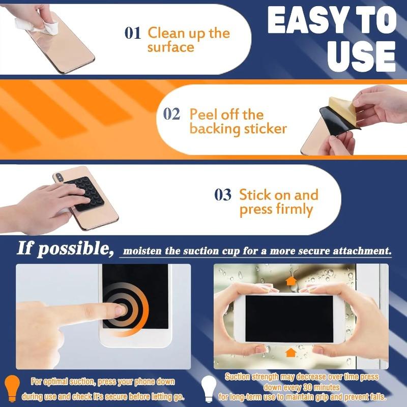 1-4PCS New Double Sided Multifunctional Mobile Phone Silicone Suction Cup 24 Square Mobile Phone Single-Sided Case Anti-Slip Holder Mount Suction