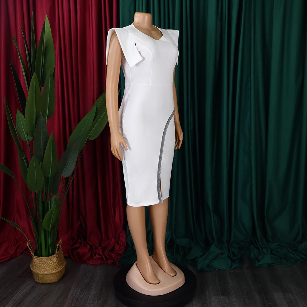 YYFS Women's Fashion Summer Spring Solid Color Print Short Sleeve O-Neck High Waist Casual Dresses