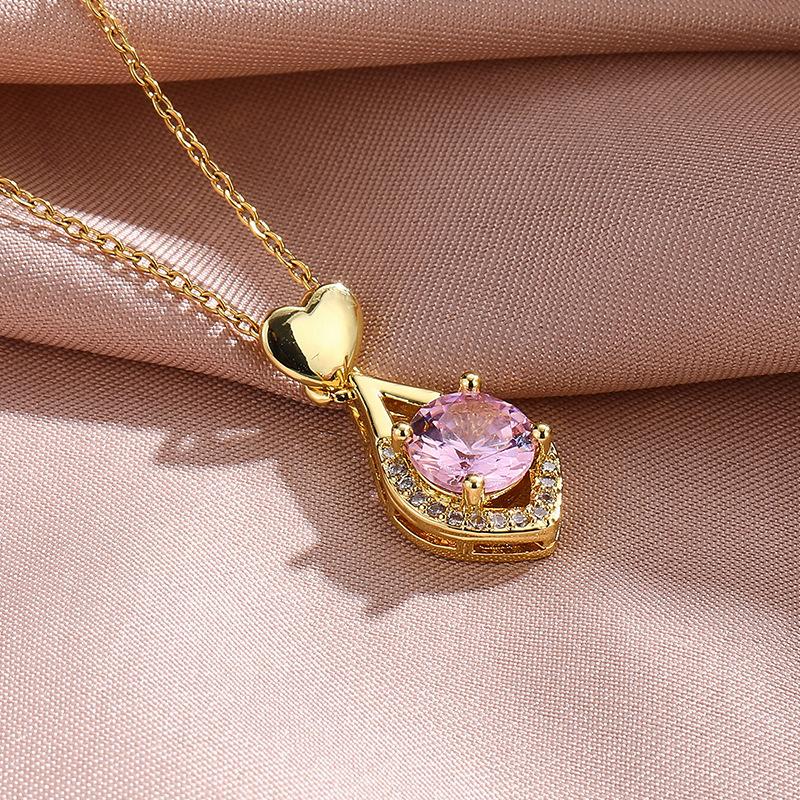 Love Water Drop Necklace Female Versatile Temperament Slightly Set With Diamonds, Collarbone Chain With Jewelry