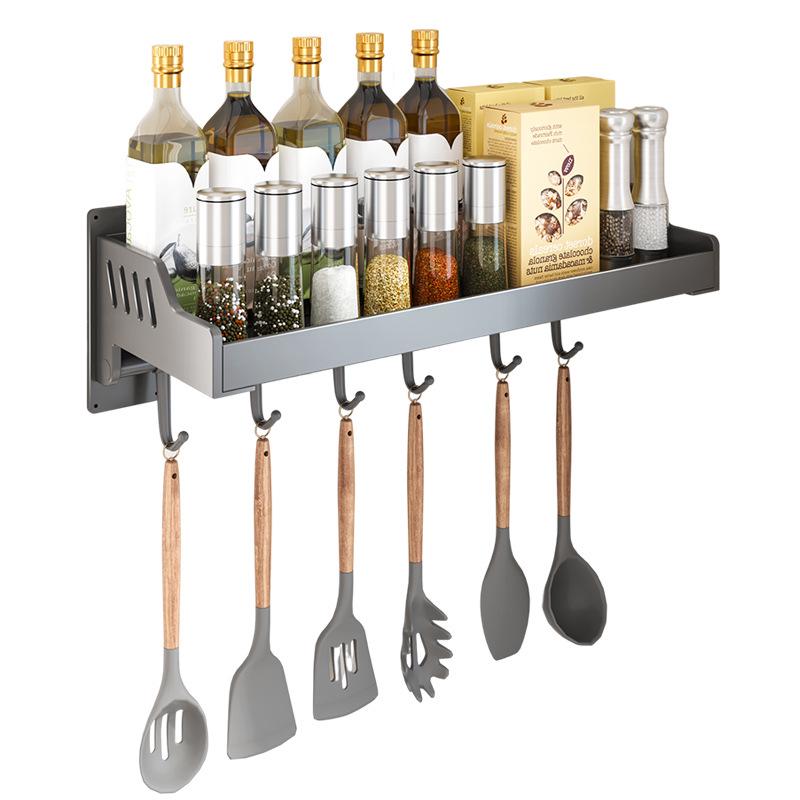 Punch-Free Wall-Mounted Kitchen Storage and Seasoning Rack