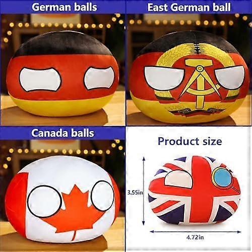 Set di Peluche Country Balls da 19 pezzi, Bambola Peluche Poland Ball da 10 cm, Accessori Ciondolo, Giocattoli di Peluche Regali per Bambini Adulti