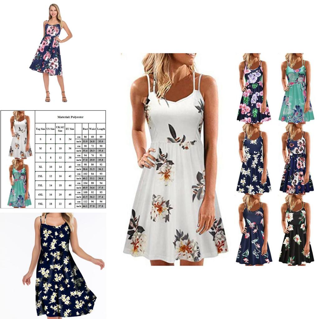 Elegant Women's Summer Sleeveless Floral Beach Dress Perfect For Holiday Occasions Size S-5xl