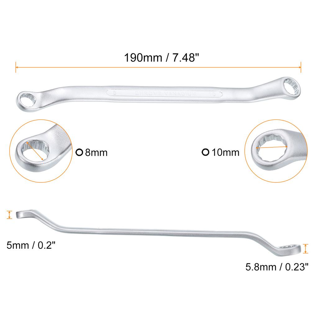 1/2pcs 45-Degree Offset Box End Wrench 12 Point Metric CR-V Double Box End Wrench Long Offset Torx Box Wrench for Repair Tool