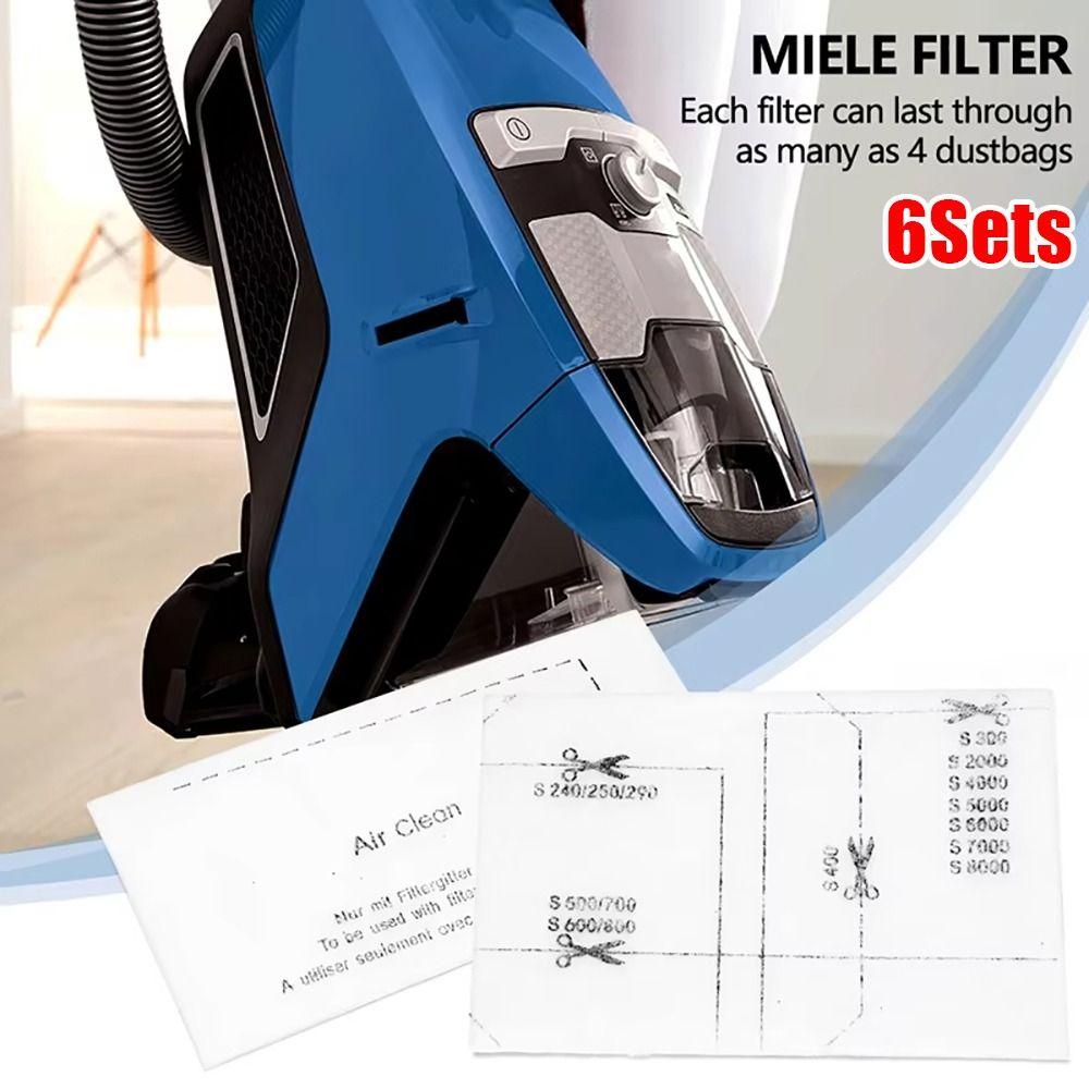 6Sets Exhaust Filter Filter Cotton Pack Replacement Parts  For Miele Complete S8340 S8360 C1 C2 C3