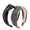 PROLY Neues Vintage Damen Stirnband Breite Seite PU Leder Haarband Knoten in der Mitte Lässige Kopfbedeckung Erwachsene Haar-Accessoires