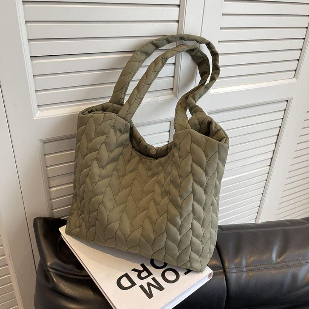 Měkká bavlnou polstrovaná prošívaná taška přes rameno Jednobarevná dámská podpažní taška Přenosné kabelky Víkend