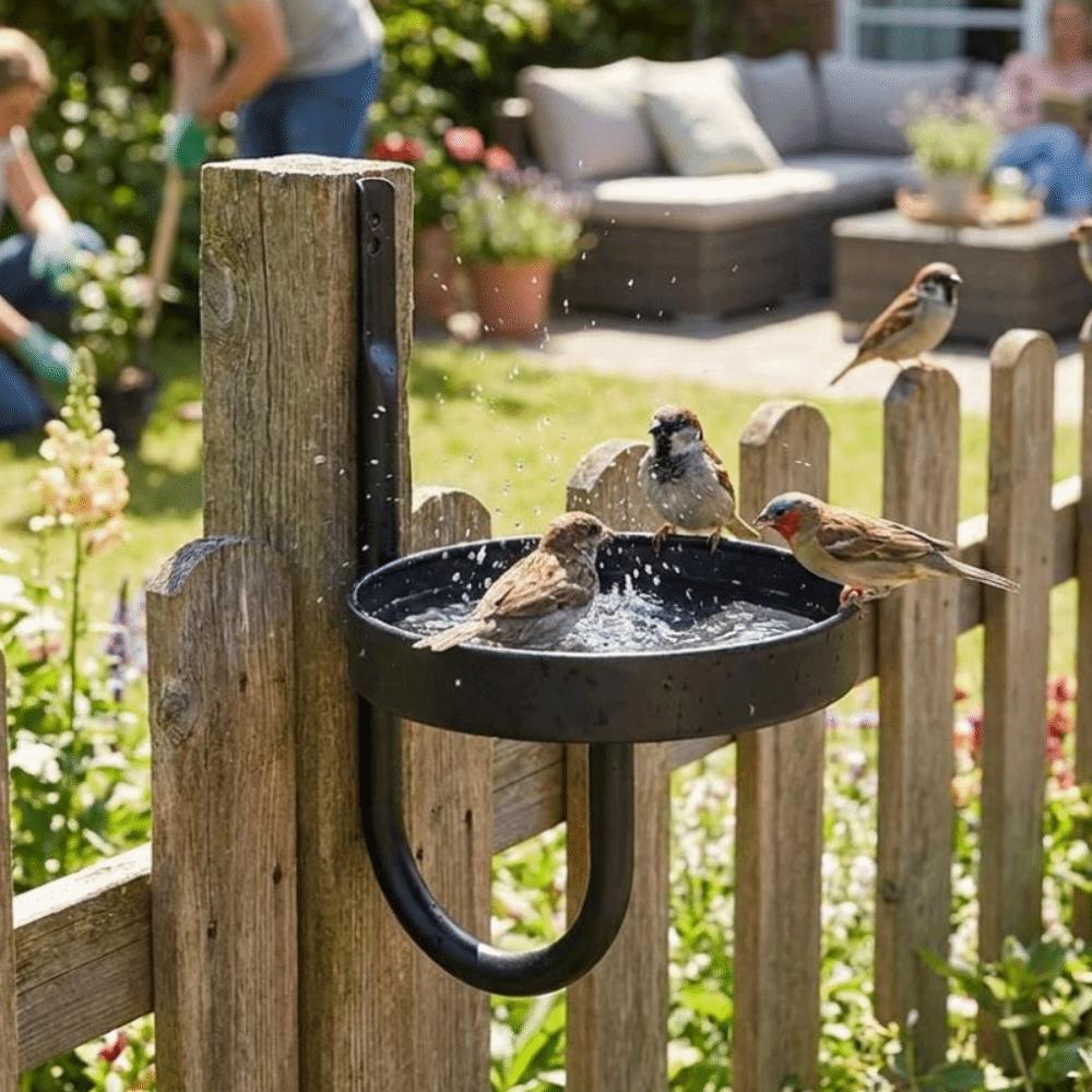 Vintage Style Flower Basket Holder Cast Iron Green Plant Shelf Durable Metal Bird Bath  Garden