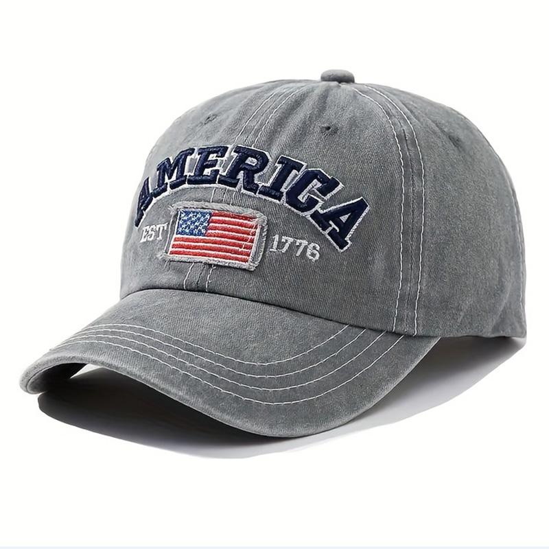 Vintage USA Flag Embroidered Baseball Cap - Bold Lettering, Distressed Wash, Sun Protection - Trendy Dad Hat for Outdoor
