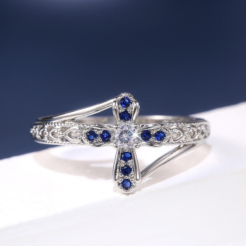 Rings, Crosses, Hollow Zircon Rings, Women'S Ring Accessories