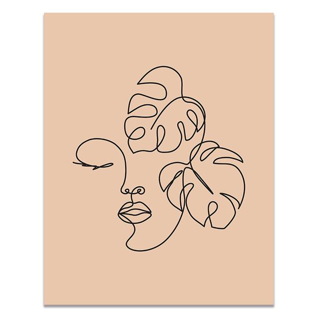 Abstract Geometric Line Face Flower Leaf Plant Nordic Posters And Print Wall Art Canvas Painting Wall Pictures Living Room Decor