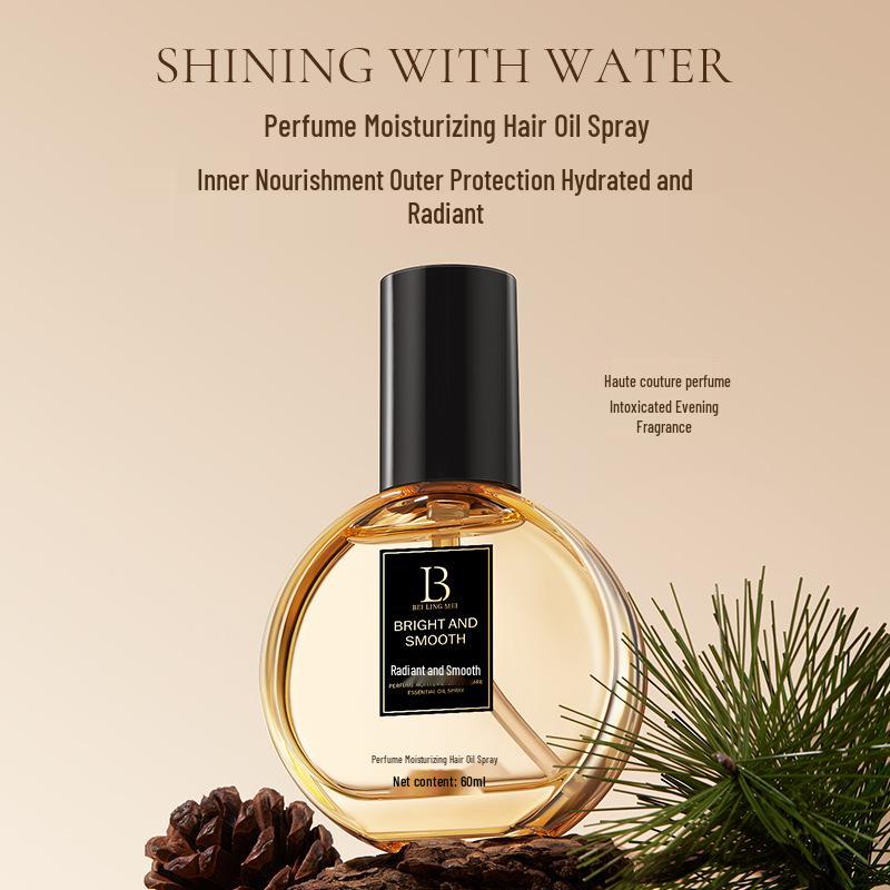 Perfume-Infused Anti-Frizz Hair Oil Spray for Women - Smooth & Hydrating Leave-In with Long-Lasting Fragrance.