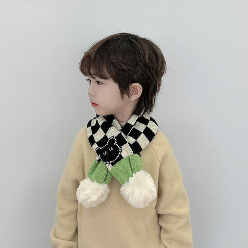 Boys' And Girls' Autumn And Winter Warm Neck Warmer Knitted Cross Scarf